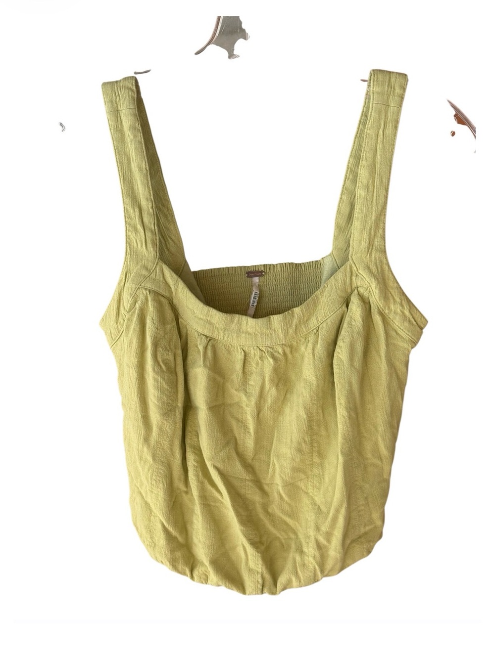 Free People Smocked Bubble Hem Tank Top Light Olive Green Size Medium - Picture 3 of 4